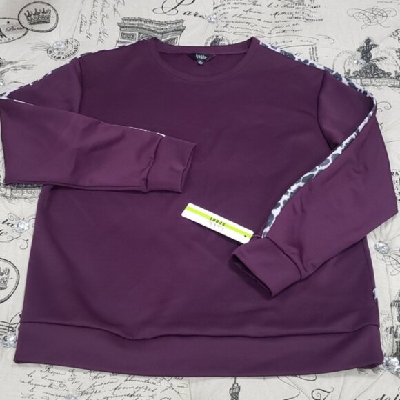 Nicole Miller Sport Scuba Striped Activewear Crewneck Sweatshirt - Picture 2 of 4